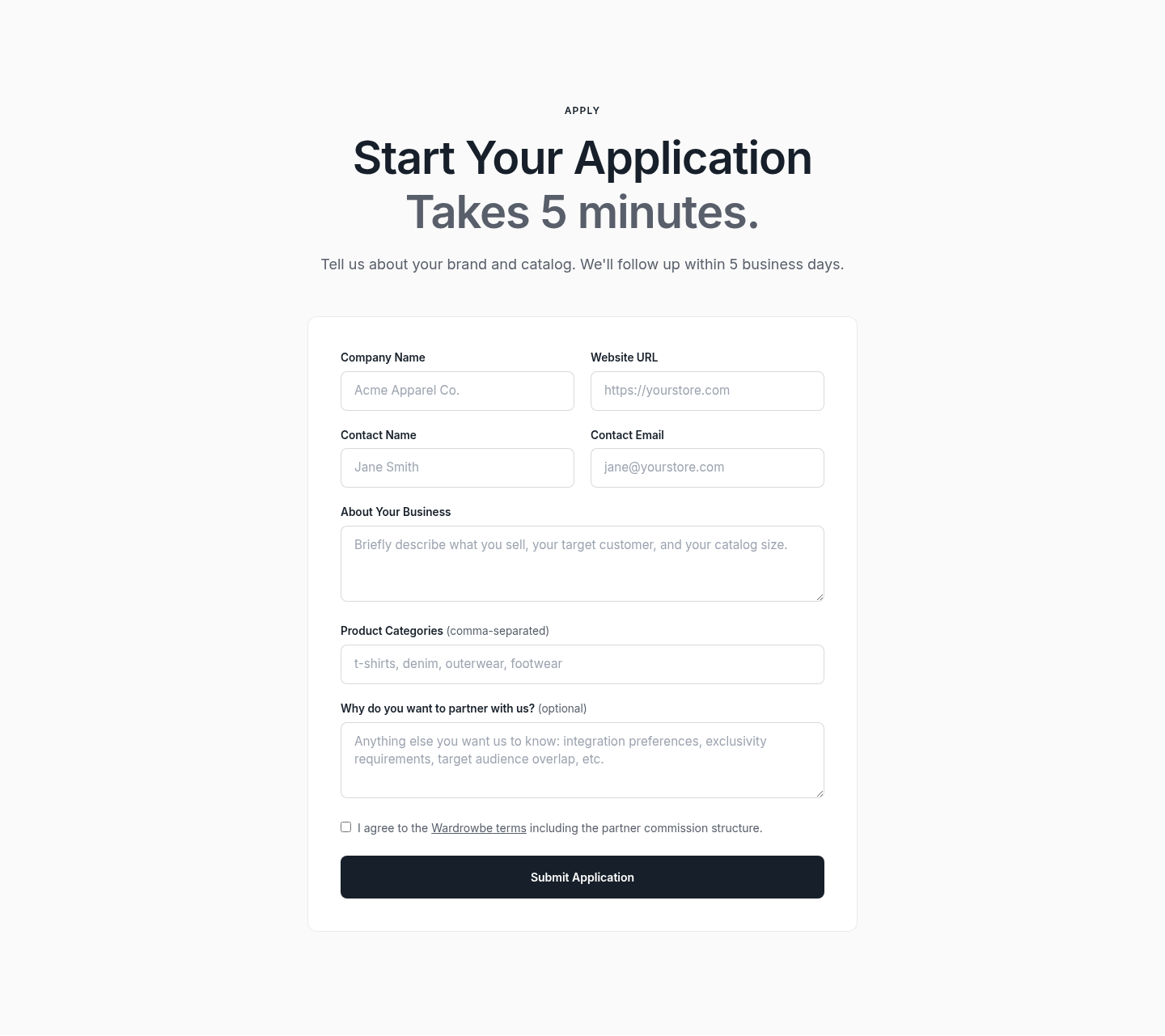 Partner application form