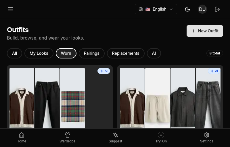 History redirects to the Outfits calendar view