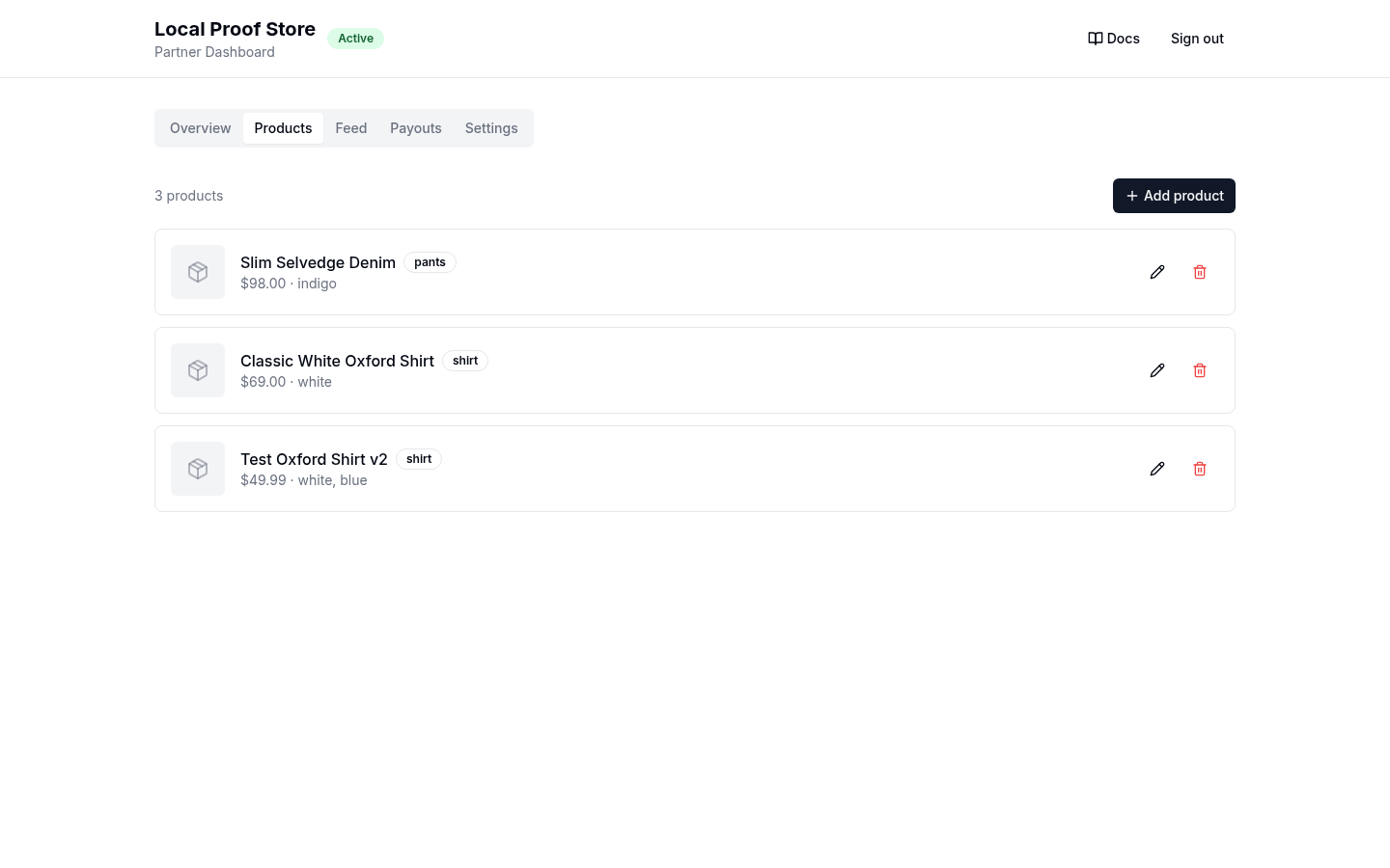 Portal products tab