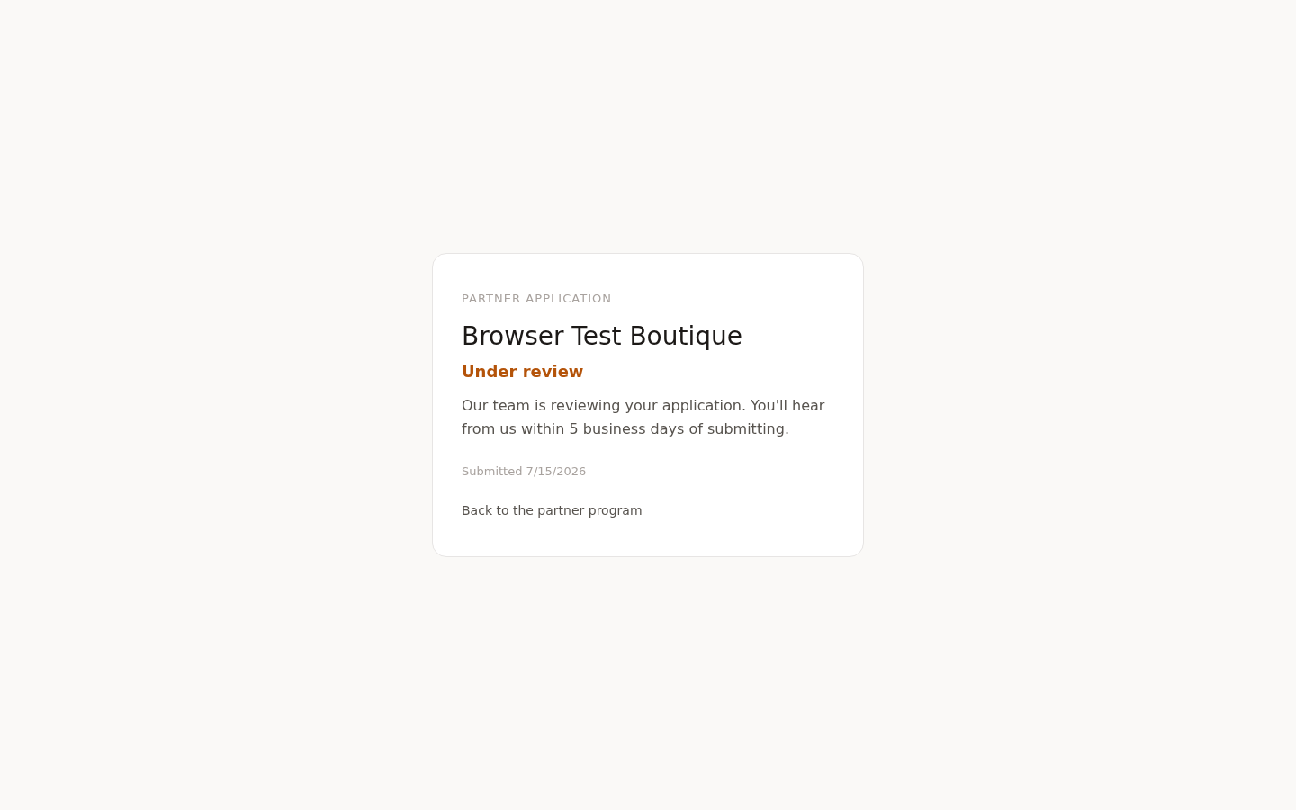 Application status page