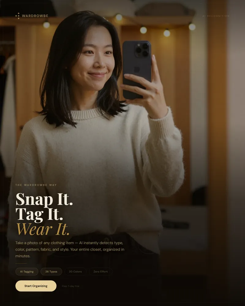 Wardrowbe app showing the guided setup checklist with progress bar and step-by-step activation flow