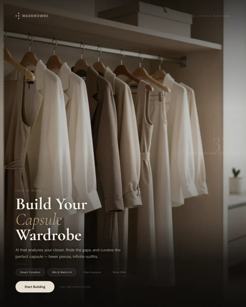 AI-powered wardrobe management interface showing outfit suggestions