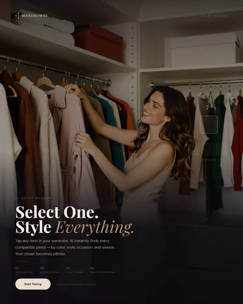 Woman selecting a garment from her wardrobe with confident expression