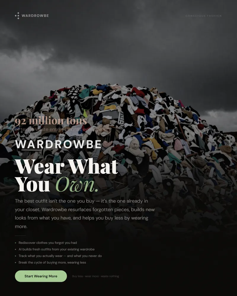Massive clothing landfill pile showing the scale of textile waste from the fashion industry