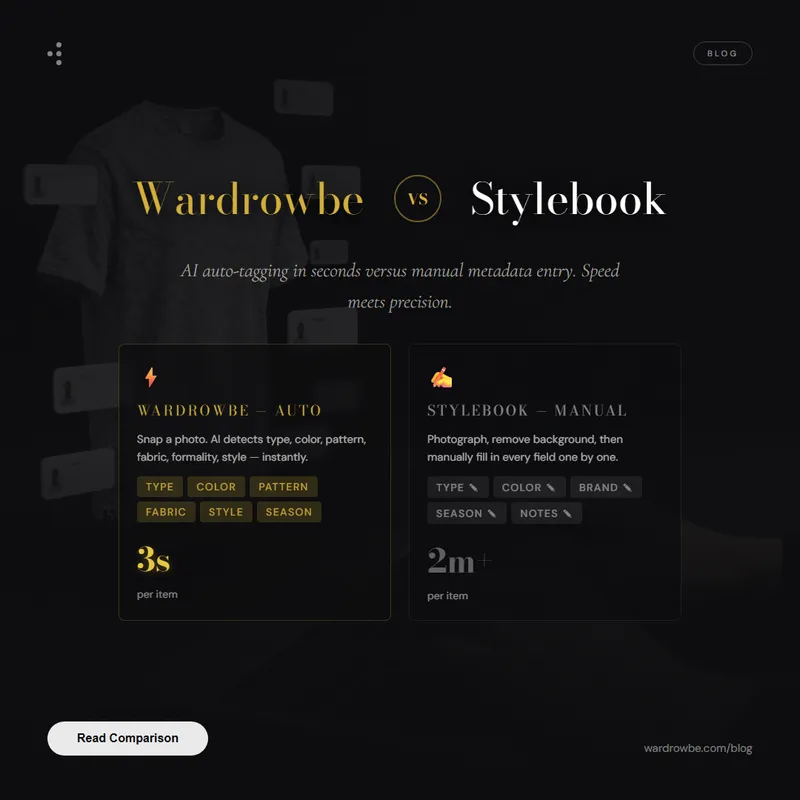 Two wardrobe apps compared showing AI automation versus manual wardrobe organization